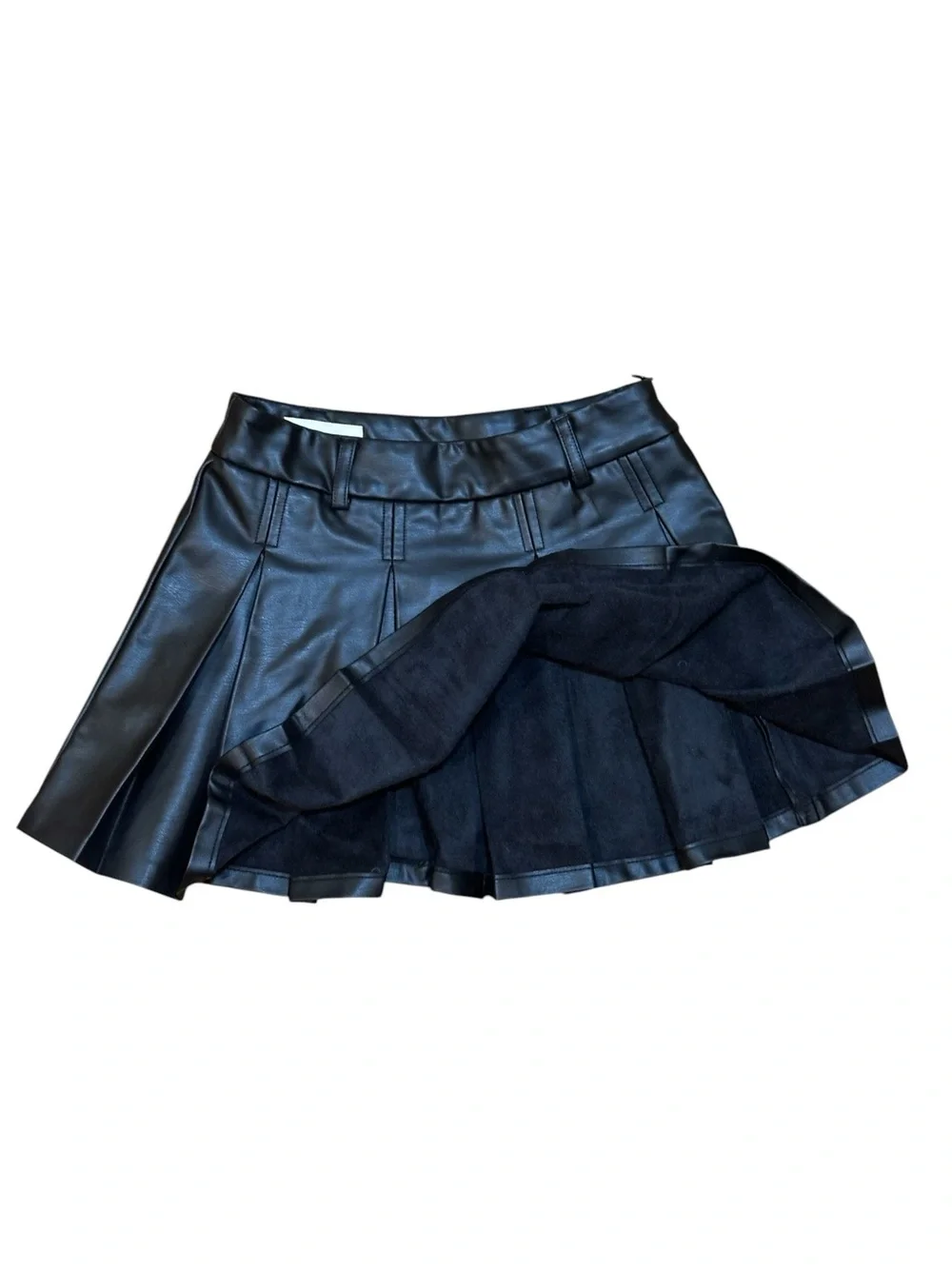 Zara Girls Faux Leather Pleated Mini Skirt Black Size 10